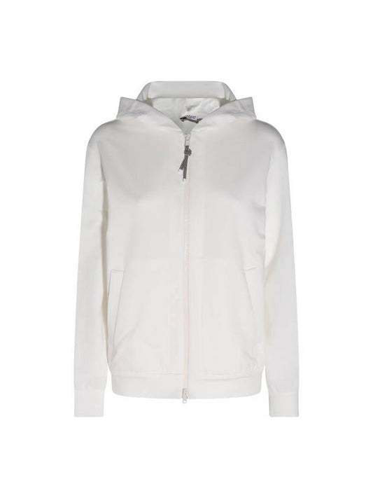 Zipped Hooded Jacket White - BRUNELLO CUCINELLI - BALAAN 1