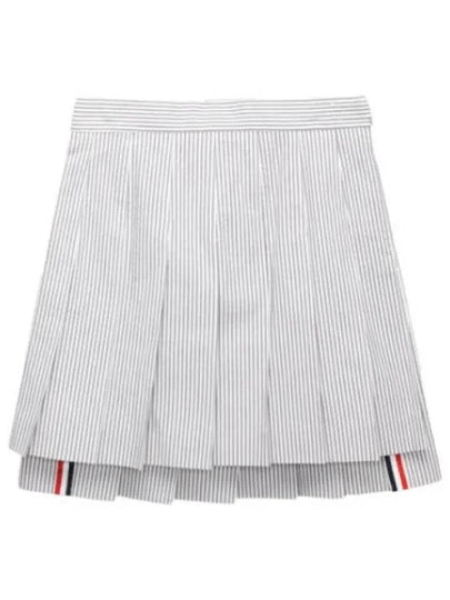 Women's Mini Drop Back Seersucker Pleated Skirt Grey - THOM BROWNE - BALAAN 2