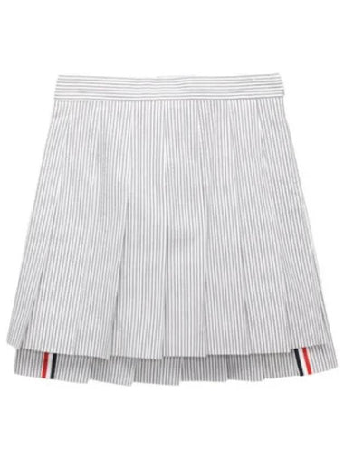 RWB Tab Drop Back Seersucker Pleated Short Skirt - THOM BROWNE - BALAAN 1