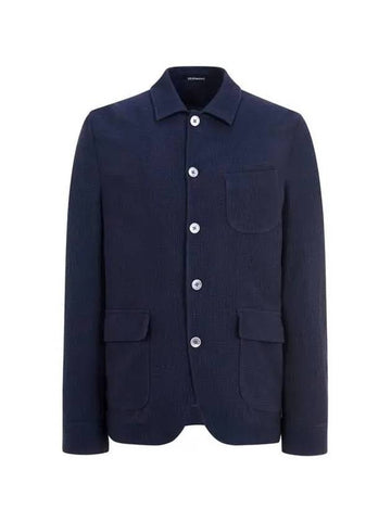 Men s Easy Crepe Shirt Jacket Navy 271733 - EMPORIO ARMANI - BALAAN 1