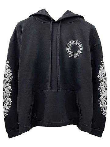 140112000217 Horseshoe Floral Hooded Sweatshirt Black Men s T Shirt TEO - CHROME HEARTS - BALAAN 1