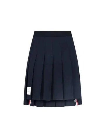 Cotton Loopback Mini A-Line Skirt Navy - THOM BROWNE - BALAAN.