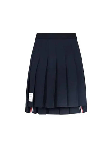Women's Loopback Cotton Mini Pleated Skirt Navy - THOM BROWNE - BALAAN 1