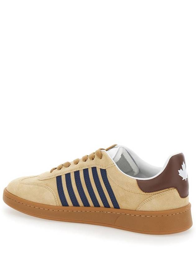 Brown Low Top Sneakers With Logo Lettering On The Tongue And Striped Detail On The Side In Leather And Suede Man - DSQUARED2 - BALAAN 3