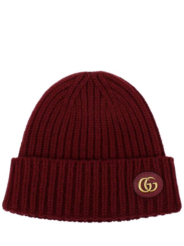 Double G Wool Cashmere Beanie Burgundy - GUCCI - BALAAN 2