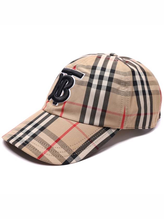 Monogram Motif Vintage Check Cotton Baseball Cap Archive Beige - BURBERRY - BALAAN 3