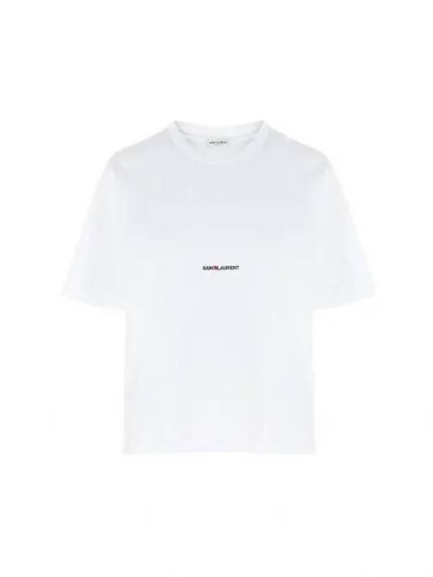 Rive Gauche Short Sleeve T-Shirt White - SAINT LAURENT - BALAAN 2