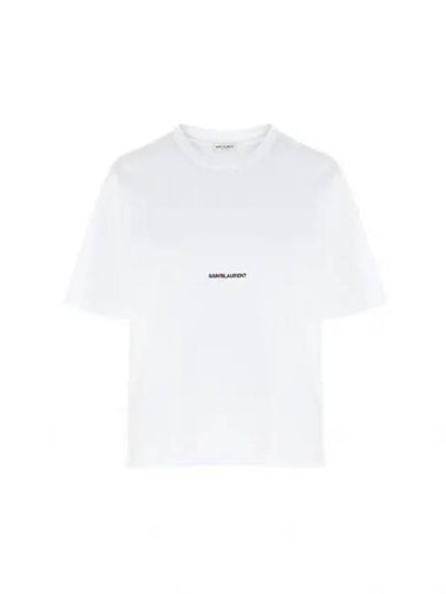 Rive Gauche Short Sleeve T-Shirt White - SAINT LAURENT - BALAAN 2