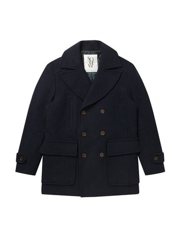 Double Breast Wool Pea Coat Navy - SOLEW - BALAAN 1