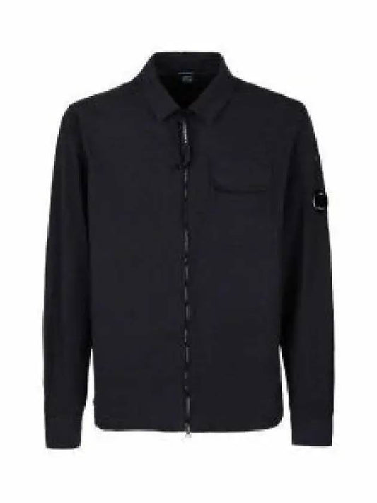 Lens Wappen Gabardine Shirt Zip-up Jacket Black - CP COMPANY - BALAAN 2