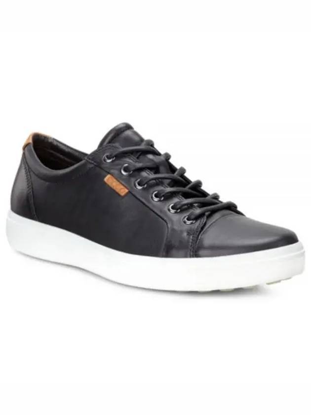 Men's Soft 7 M Leather Low Top Sneakers Black - ECCO - BALAAN 2