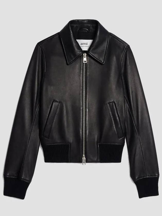 zip-up leather jacket UJK008552 - AMI - BALAAN.