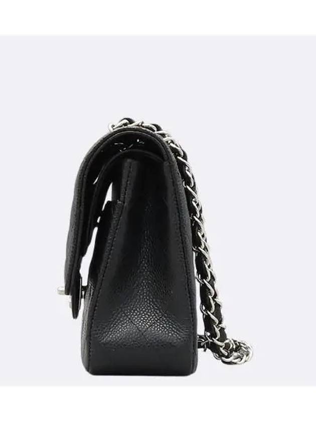 A01112 Black Caviar Skin Classic Medium Silver Chain Flap Shoulder Bag - CHANEL - BALAAN 3