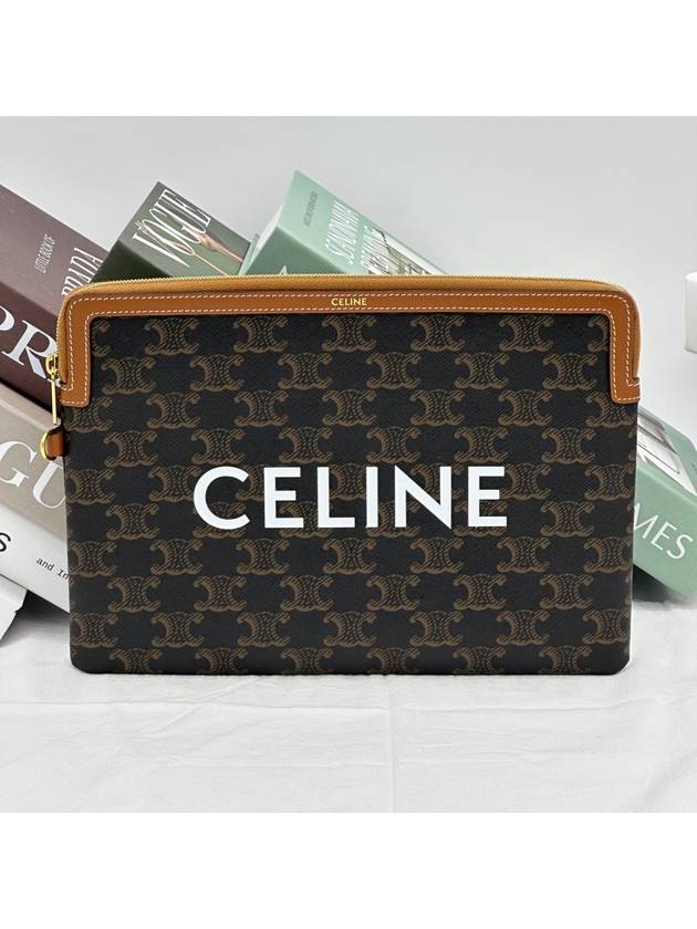 Small Pouch With Strap Signature In Triomphe Canvas With  Print Tan - CELINE - BALAAN 2