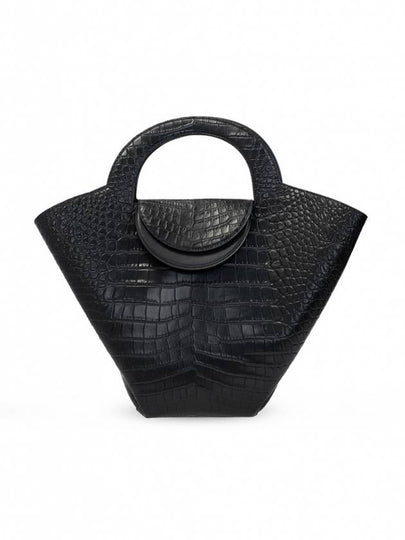 Crocodile Embossed Basket Tote Bag Black - BOTTEGA VENETA - BALAAN 2