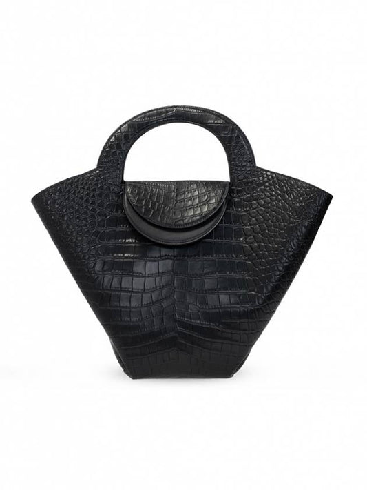Stone Crocodile Embossed Basket Tote Bag Black - BOTTEGA VENETA - BALAAN 2