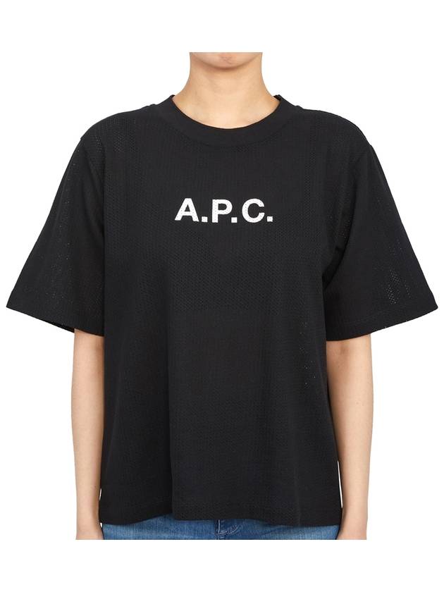 Mae Pique Mesh Short Sleeve T-Shirt Black - A.P.C. - BALAAN 2