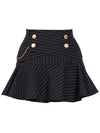 Women s Golf Wear Double Button Stripe Culotte Pants Black - J JANE - BALAAN 3