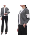 Milano Stitch 4 Bar Classic V Neck Fine Merino Wool Cardigan Medium Grey - THOM BROWNE - BALAAN 3