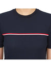 Women's High Twist Rip Stripe Short Sleeve T-Shirt Navy - THOM BROWNE - BALAAN 11