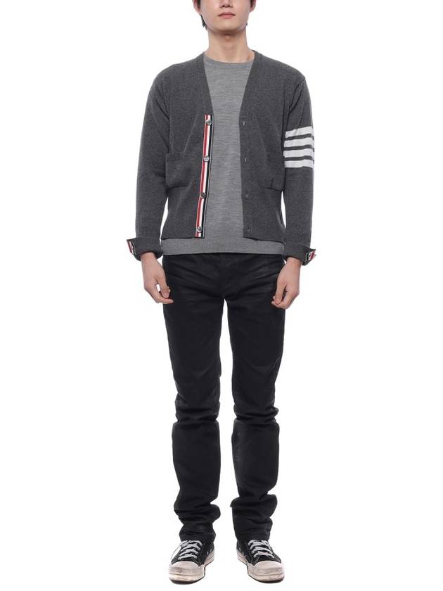 Men's Diagonal Classic Cashmere Cardigan Mid Grey - THOM BROWNE - BALAAN 4