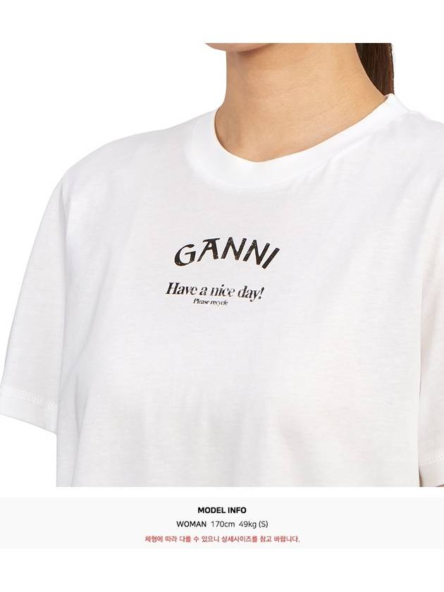 Logo Round Neck Relaxed Short Sleeve T-shirt Bright White - GANNI - BALAAN 7