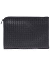 Intrecciato Weaving Zipper Medium Clutch Bag Grey - BOTTEGA VENETA - BALAAN 4