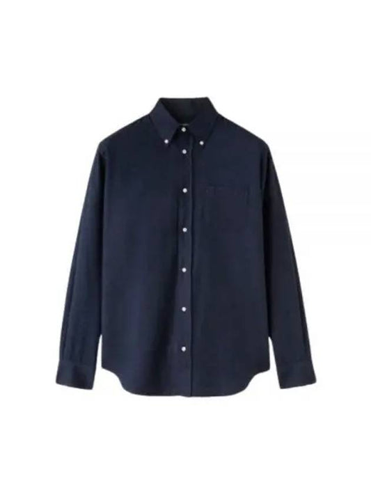 Agui Button Down Cotton Cashmere Long Sleeve Shirt Somber Blue - LORO PIANA - BALAAN 2