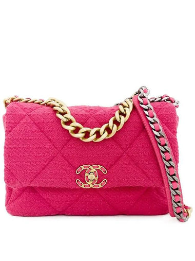 Tweed 19 bag large pink vintage gold plated 4ET0255 - CHANEL - BALAAN 1