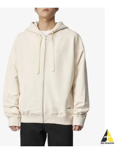 Logo Patch Cotton Zip-up Hoodie Beige - JIL SANDER - BALAAN 2