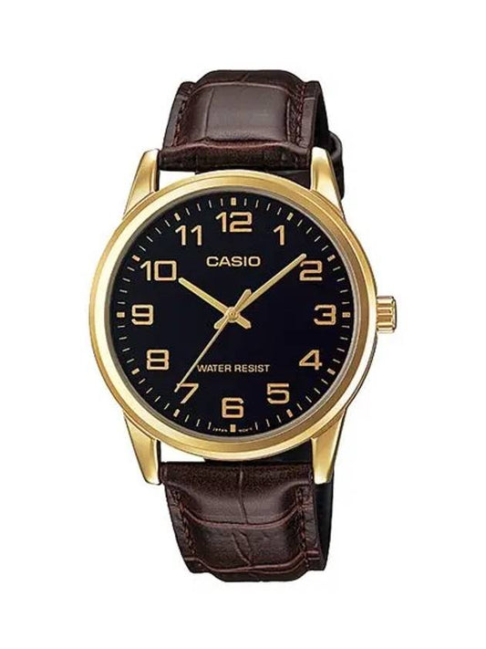 Men's Leather Wrist Watch MTPV001GL1B - CASIO - BALAAN 1