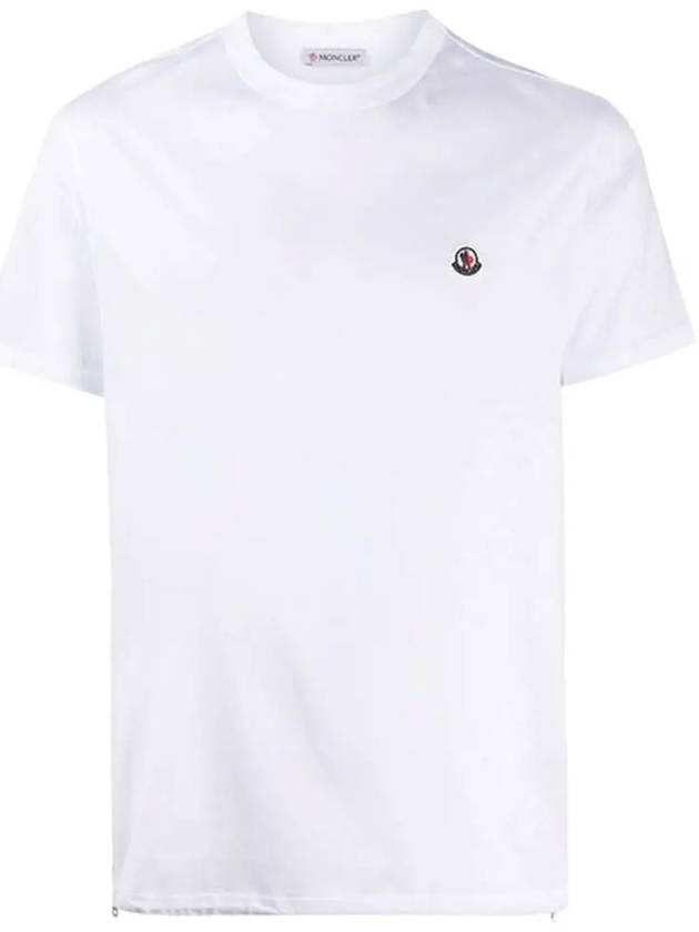 Men's Logo Patch Side Zipper Short Sleeve T-Shirt White - MONCLER - BALAAN 3