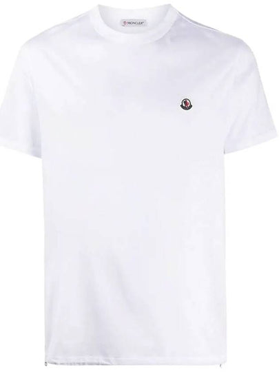 Men's Logo Patch Side Zipper Short Sleeve T-Shirt White - MONCLER - BALAAN 2