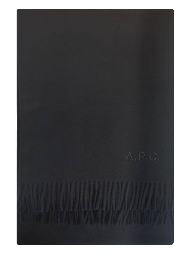 Signature Embroidered Logo Wool Muffler Black - A.P.C. - BALAAN 2