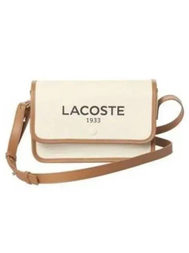 Women s Heritage Canvas Flap Wrap Cross Bag Natural Tan - LACOSTE - BALAAN 1