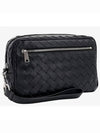 Intrecciato Zipper Leather Pouch Bag Black - BOTTEGA VENETA - BALAAN 3