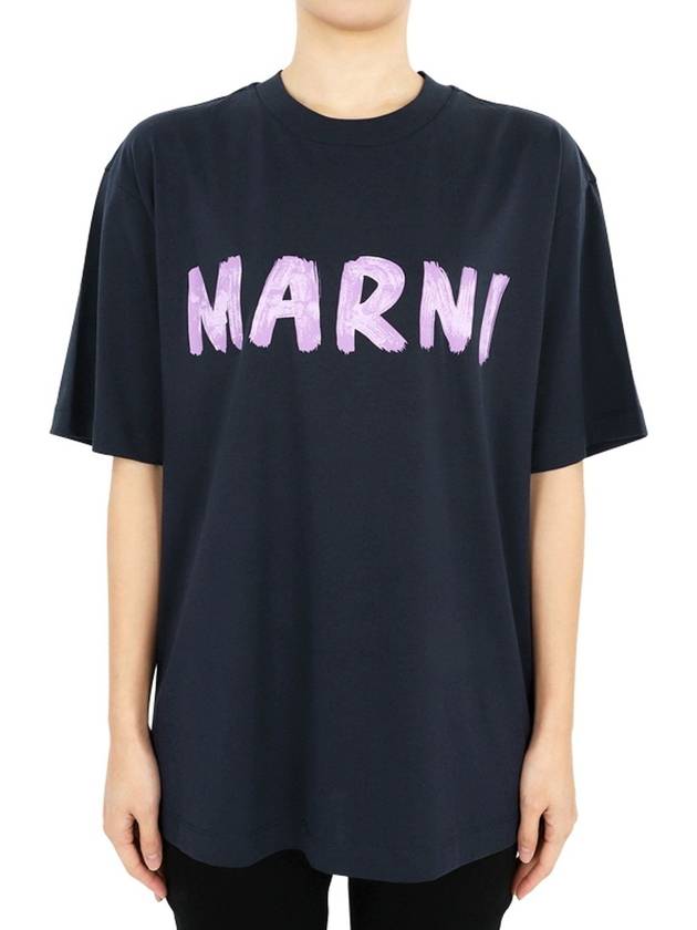 Women s Logo Stamp Cotton Short Sleeve Blue Black THJET49 EPHUSCS11 L2B99 - MARNI - BALAAN 2