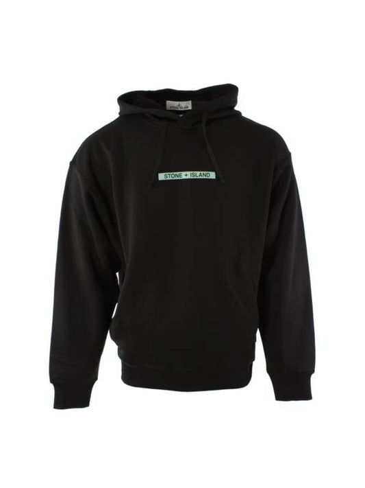 Logo Drawstring Hoodie Black - STONE ISLAND - BALAAN 1