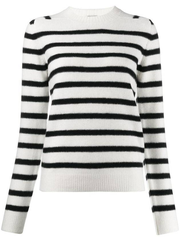 Women's Striped Knit Top White Black - SAINT LAURENT - BALAAN 1