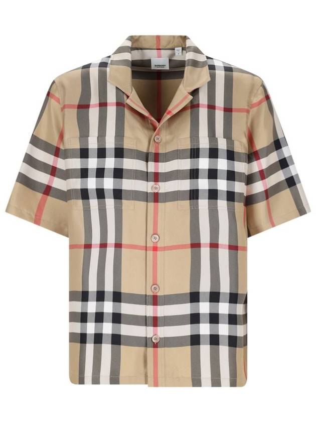 Vintage Check Silk Short Sleeve Shirt Archive Beige - BURBERRY - BALAAN 2