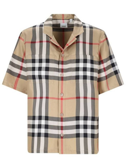 Vintage Check Silk Short Sleeve Shirt Archive Beige - BURBERRY - BALAAN 2