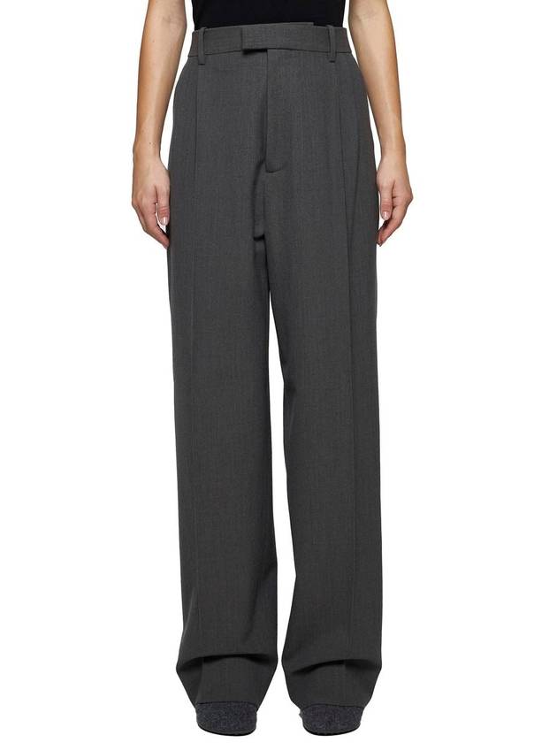 Pleated Straight Pants Grey Melange - BOTTEGA VENETA - BALAAN 2