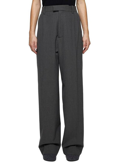 Pleated Straight Pants Grey Melange - BOTTEGA VENETA - BALAAN 2