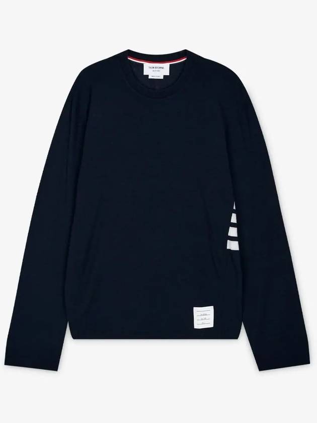 Wool Jersey 4-Bar Long Sleeve T-Shirt Navy - THOM BROWNE - BALAAN 3