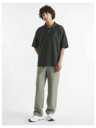 Men s Foxhead Patch Oversized Boxy Fit Polo T Shirt Ranger Green Domestic Product GM0024081642864 - MAISON KITSUNE - BALAAN 1