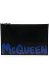 Graffiti Leather Clutch Bag Black - ALEXANDER MCQUEEN - BALAAN 1