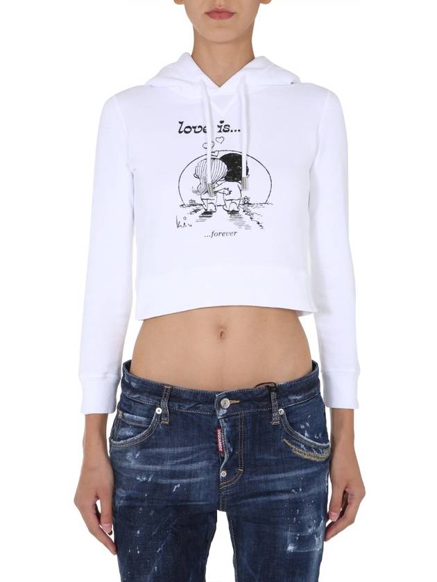 printed crop hooded top white - DSQUARED2 - BALAAN 2