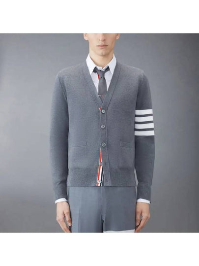 Milano Stitch 4-Bar Cardigan Medium Grey - THOM BROWNE - BALAAN 2