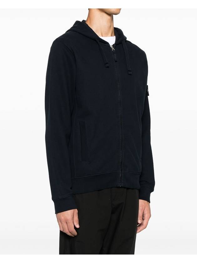 Logo Cotton Zip-Up Hoodie Navy - STONE ISLAND - BALAAN 3