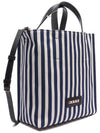 Logo Striped Tote Bag Navy - MARNI - BALAAN 4